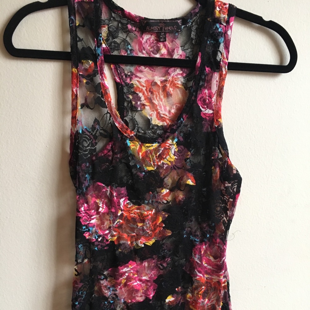 Lace floral tank top